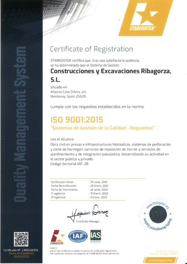 Previsualicación del certificado Sistemas de gestión de la Calidad